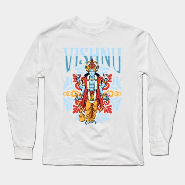 Hindu God - Vishnu Long Sleeve T-Shirt by Modern Medieval Design